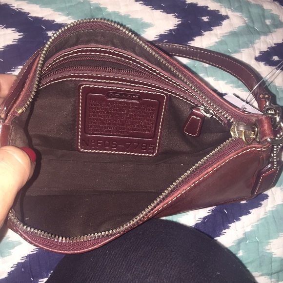 Small Brown Leather Coach Purse with Logo Dangle - Picture 4 of 8